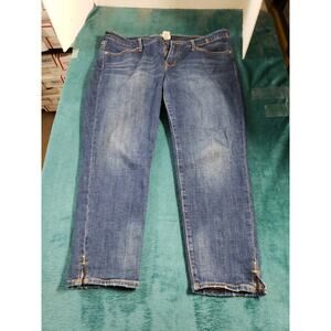 Gap Jeans Size 12 Womens Blue Stretch Pants Distressed Mid Rise Capri